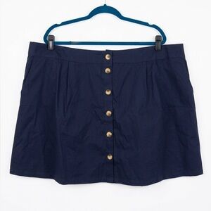 ASOS Curve Navy Button Front Mini Skater Skirt US SIZE 22 Blue Skirt Plus Size